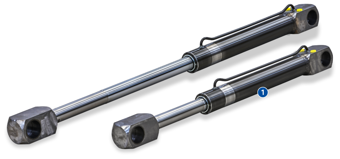 Hydraulischer Kabinenhubzylinder von Hengstler für Umschlagbagger und Mobilkrane