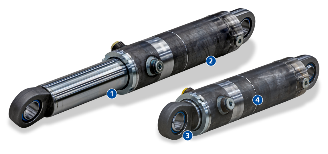 Hydraulischer Federungszylinder von Hengstler für die Fahrwerksfederung von Mobilkranen 